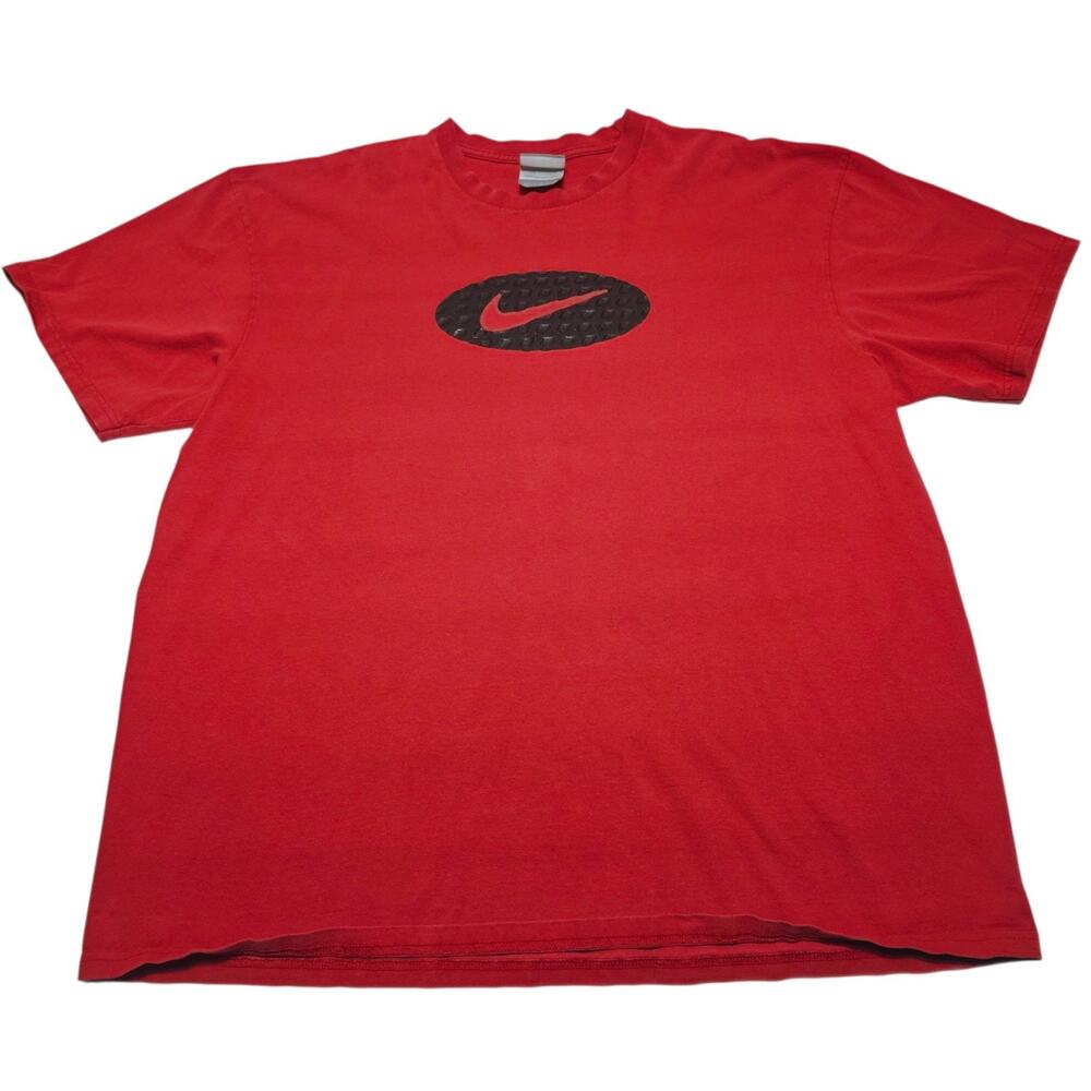 Vintage Nike Graphic Double-Sided Swoosh Red T-Shirt Men's Size XL Y2k